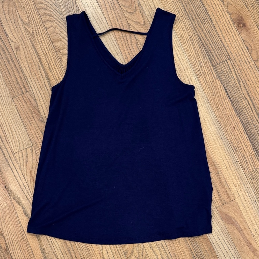 Cable & Gauge Navy Tank Top with Beaded Neckline - Picture 7 of 7